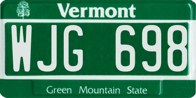 VT license plate WJG698