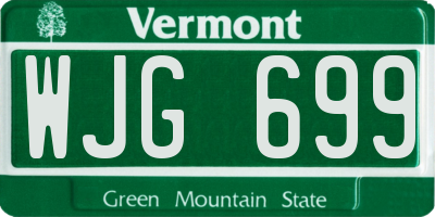 VT license plate WJG699