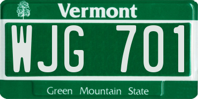 VT license plate WJG701