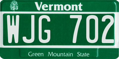 VT license plate WJG702