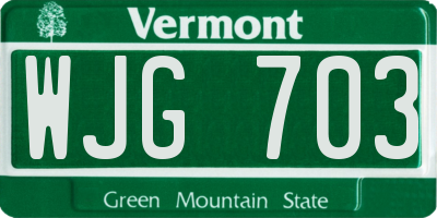 VT license plate WJG703