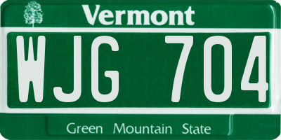 VT license plate WJG704