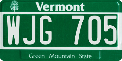 VT license plate WJG705