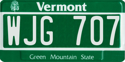 VT license plate WJG707