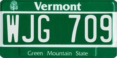 VT license plate WJG709