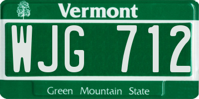 VT license plate WJG712