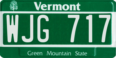 VT license plate WJG717