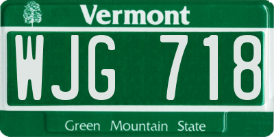 VT license plate WJG718