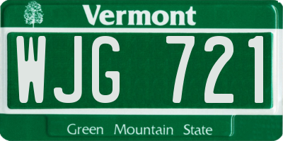 VT license plate WJG721