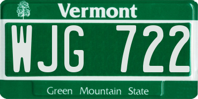 VT license plate WJG722