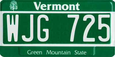 VT license plate WJG725
