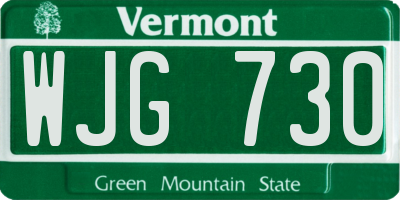 VT license plate WJG730