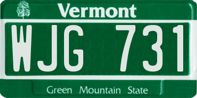 VT license plate WJG731