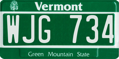 VT license plate WJG734