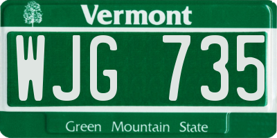VT license plate WJG735