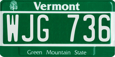 VT license plate WJG736