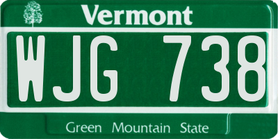 VT license plate WJG738