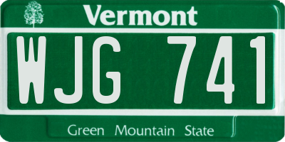 VT license plate WJG741