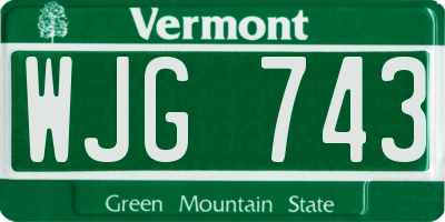 VT license plate WJG743