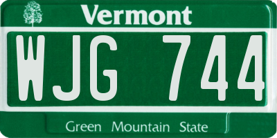 VT license plate WJG744