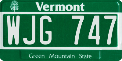 VT license plate WJG747