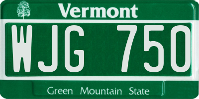 VT license plate WJG750