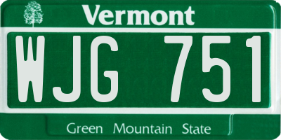 VT license plate WJG751