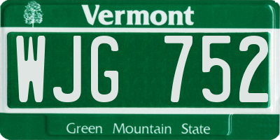 VT license plate WJG752