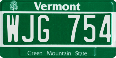 VT license plate WJG754
