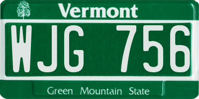 VT license plate WJG756