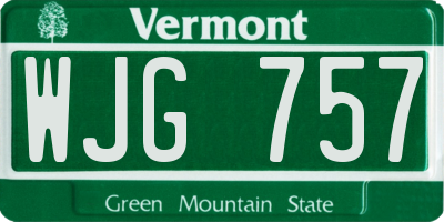 VT license plate WJG757