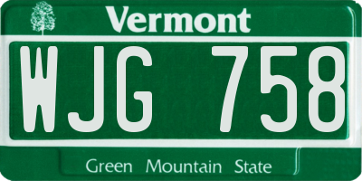 VT license plate WJG758