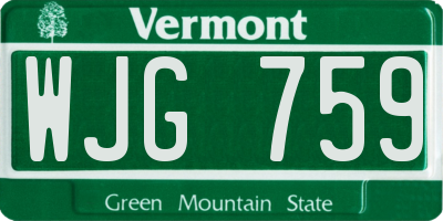 VT license plate WJG759