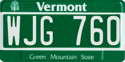 VT license plate WJG760