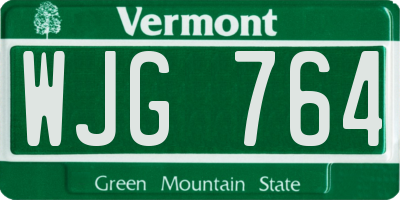 VT license plate WJG764