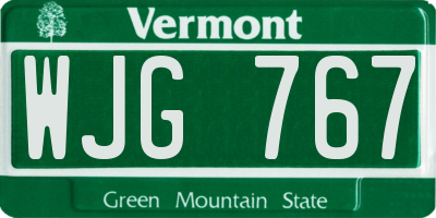 VT license plate WJG767