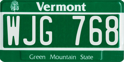 VT license plate WJG768