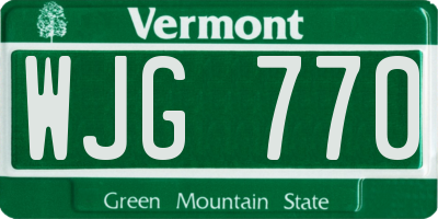 VT license plate WJG770