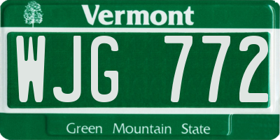 VT license plate WJG772