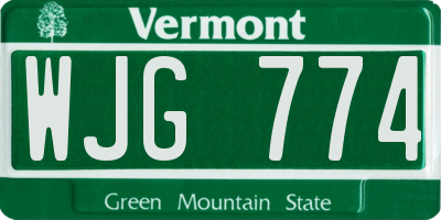 VT license plate WJG774