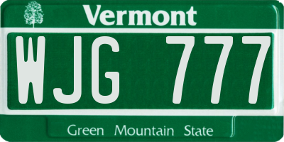 VT license plate WJG777