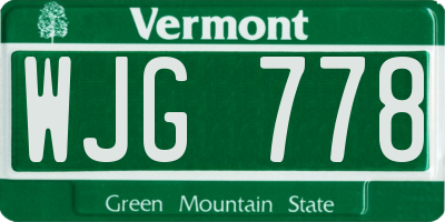 VT license plate WJG778