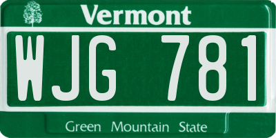 VT license plate WJG781