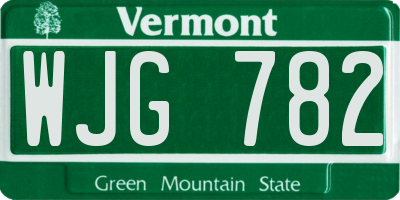 VT license plate WJG782