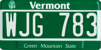 VT license plate WJG783