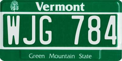 VT license plate WJG784