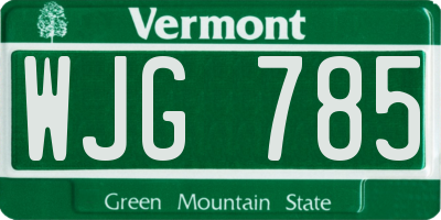 VT license plate WJG785