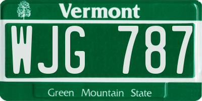 VT license plate WJG787