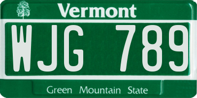 VT license plate WJG789