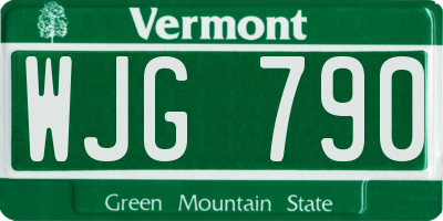 VT license plate WJG790